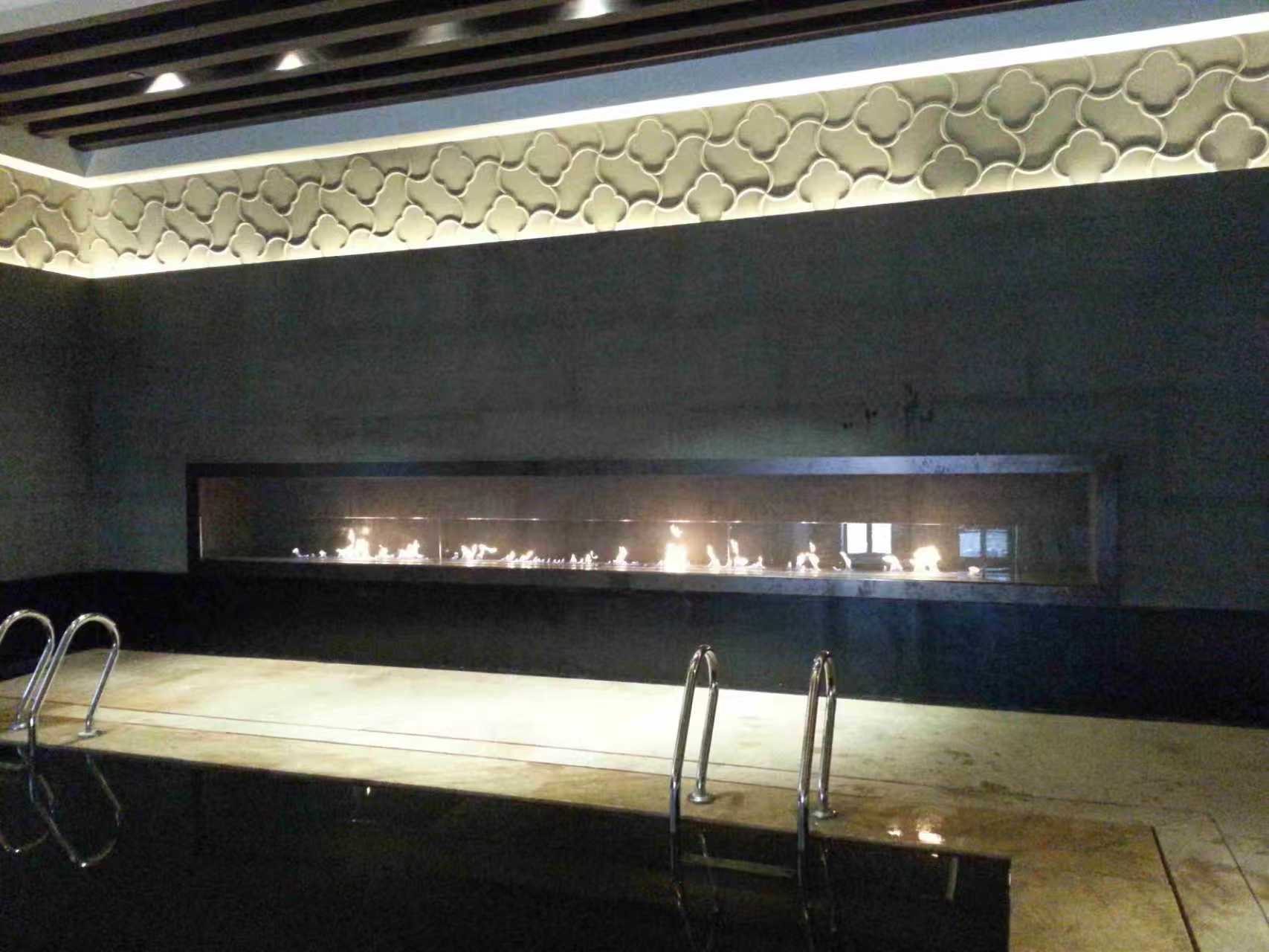 長白山君悅酒店智能酒精壁爐 · 泳池區線性真火 · BB Fires