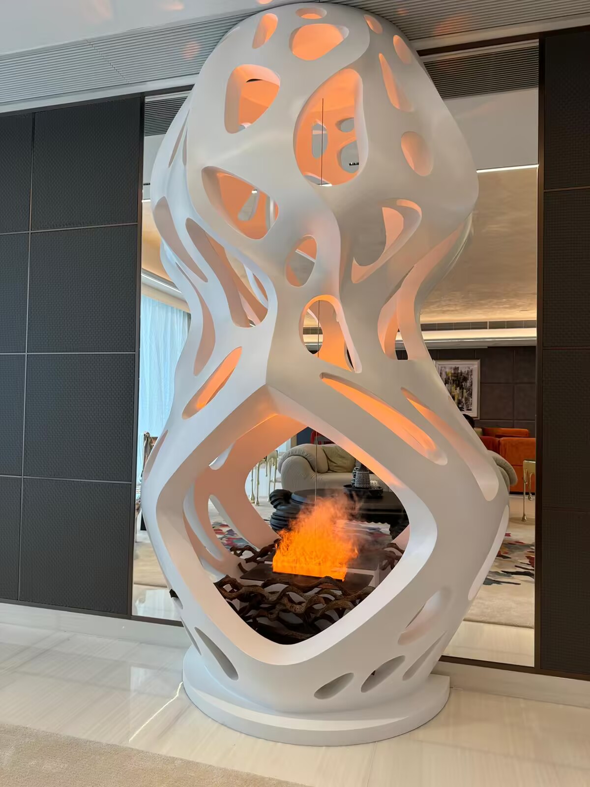 緹外 Mont Verra · 雕塑訂製3D水霧壁爐 · BB Fires AquaFog 3D Water Vapor Fireplace Kowloon Tong Luxury Villa