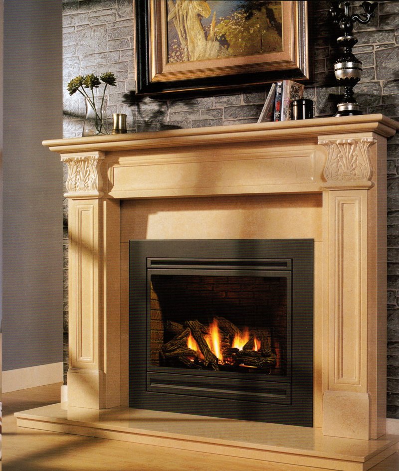 Carved Neoclassical fireplace surround