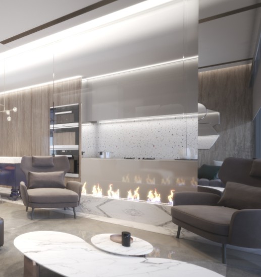 BB Fires bioethanol linear fireplace, living room