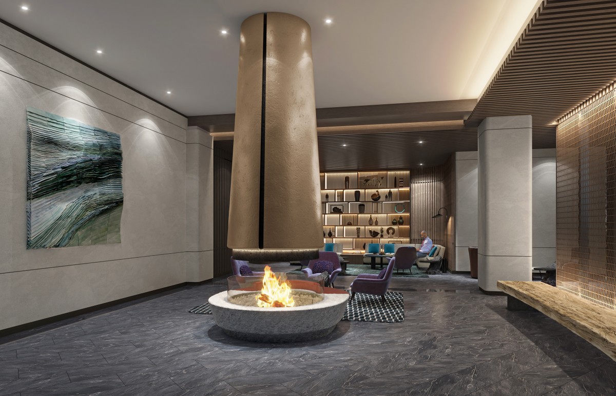 BB Fires bioethanol round suspended fireplace, lobby