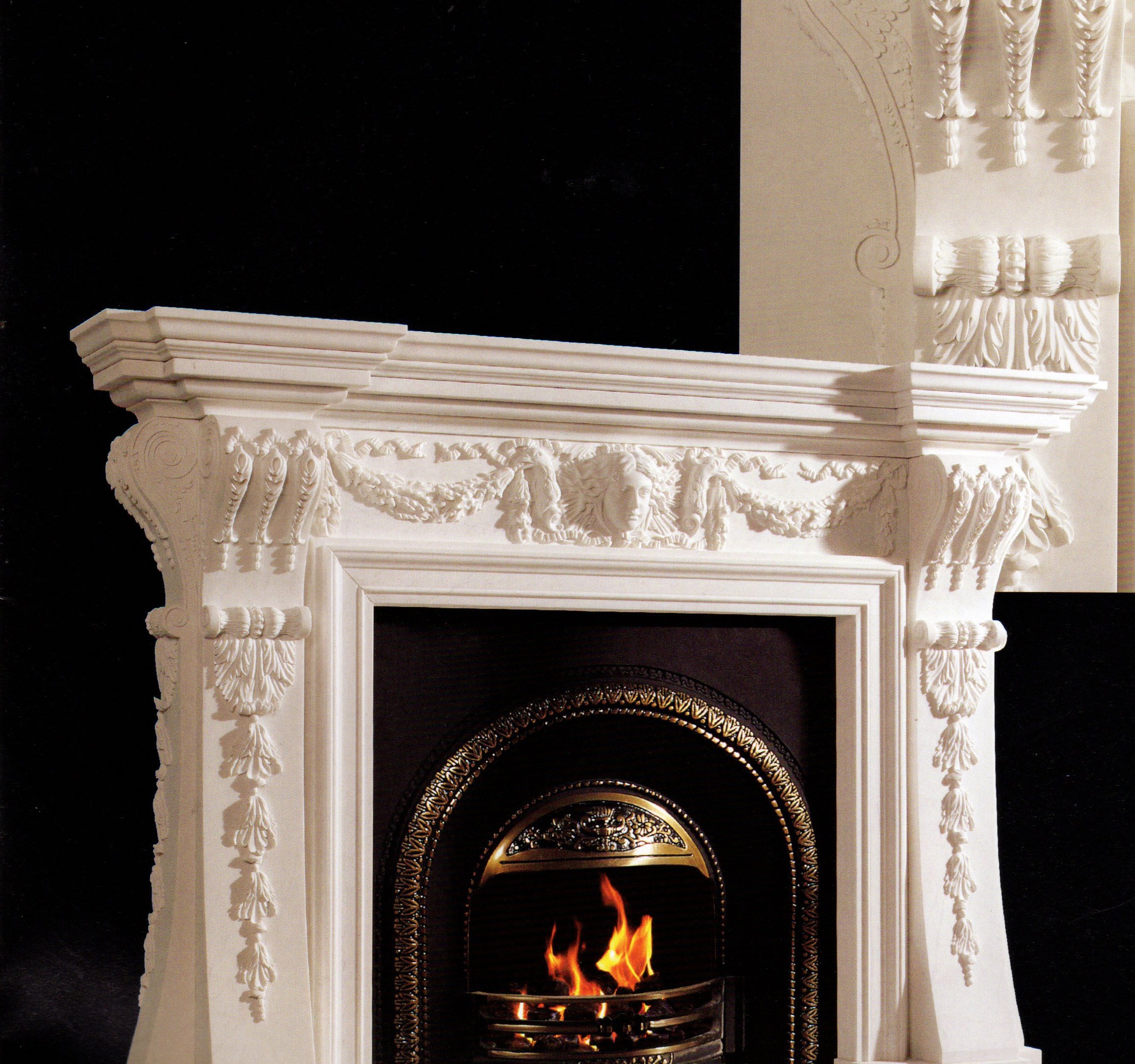 Custom Marble Fireplace Surround for Luxury Resort Great Room